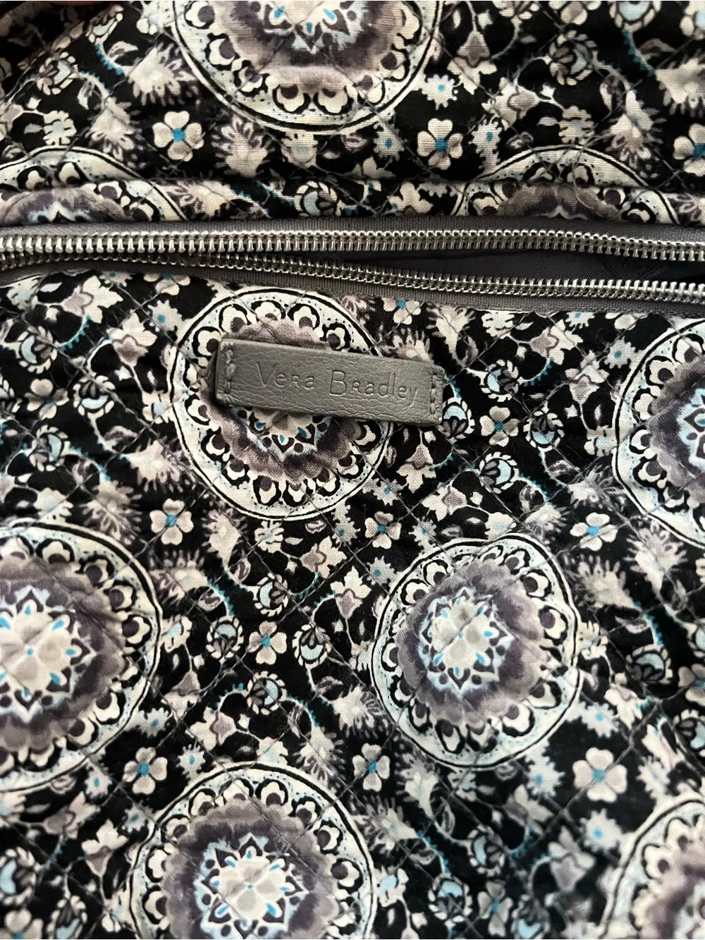 Vera Bradley Black and Gray Medallion Quilted Backpack
